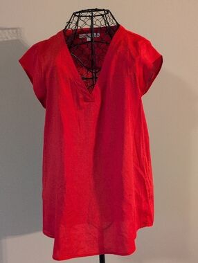 Daniel Rainn Fuscia V-Neck Cap Sleeve Ttop